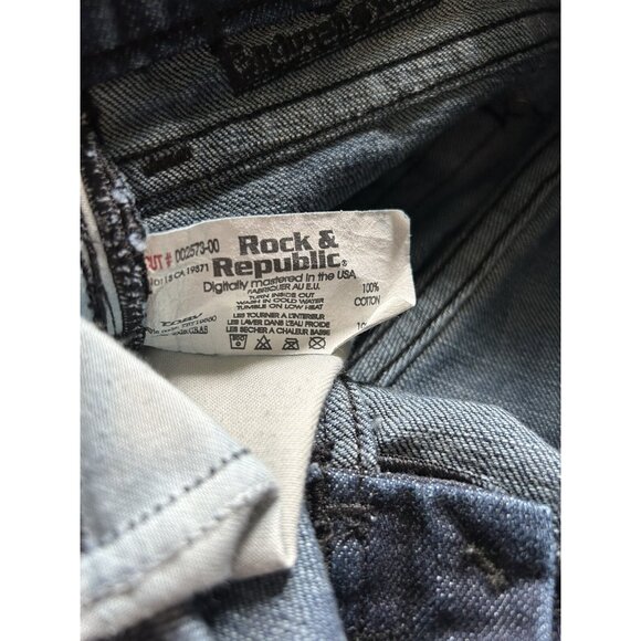 Rock & Republic Girls Size 12 Jeans Youth Blue dark Wash Denim Button Fly - Picture 3 of 9